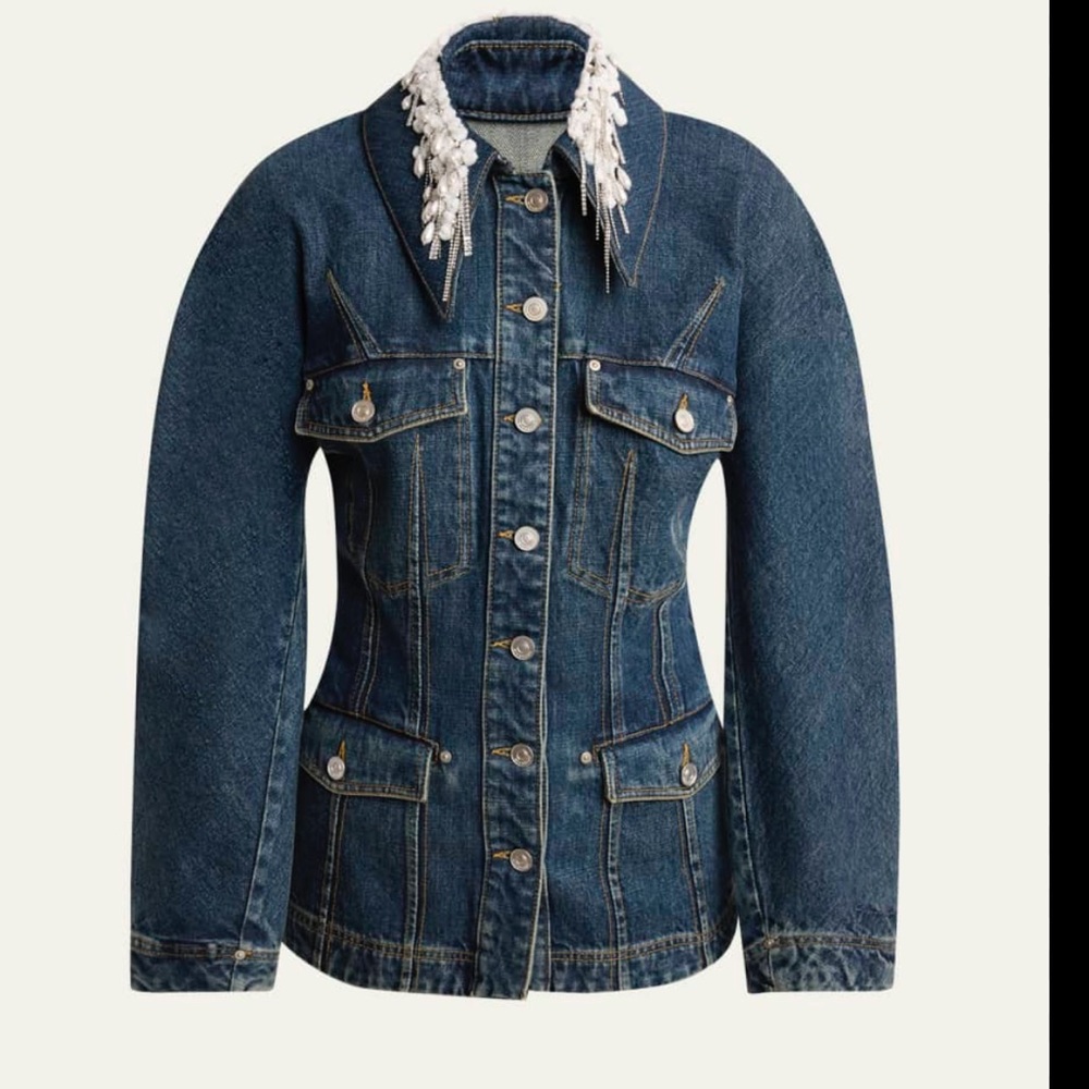 Givenchy Dark Blue Denim Jacket with Crystal Embellishments